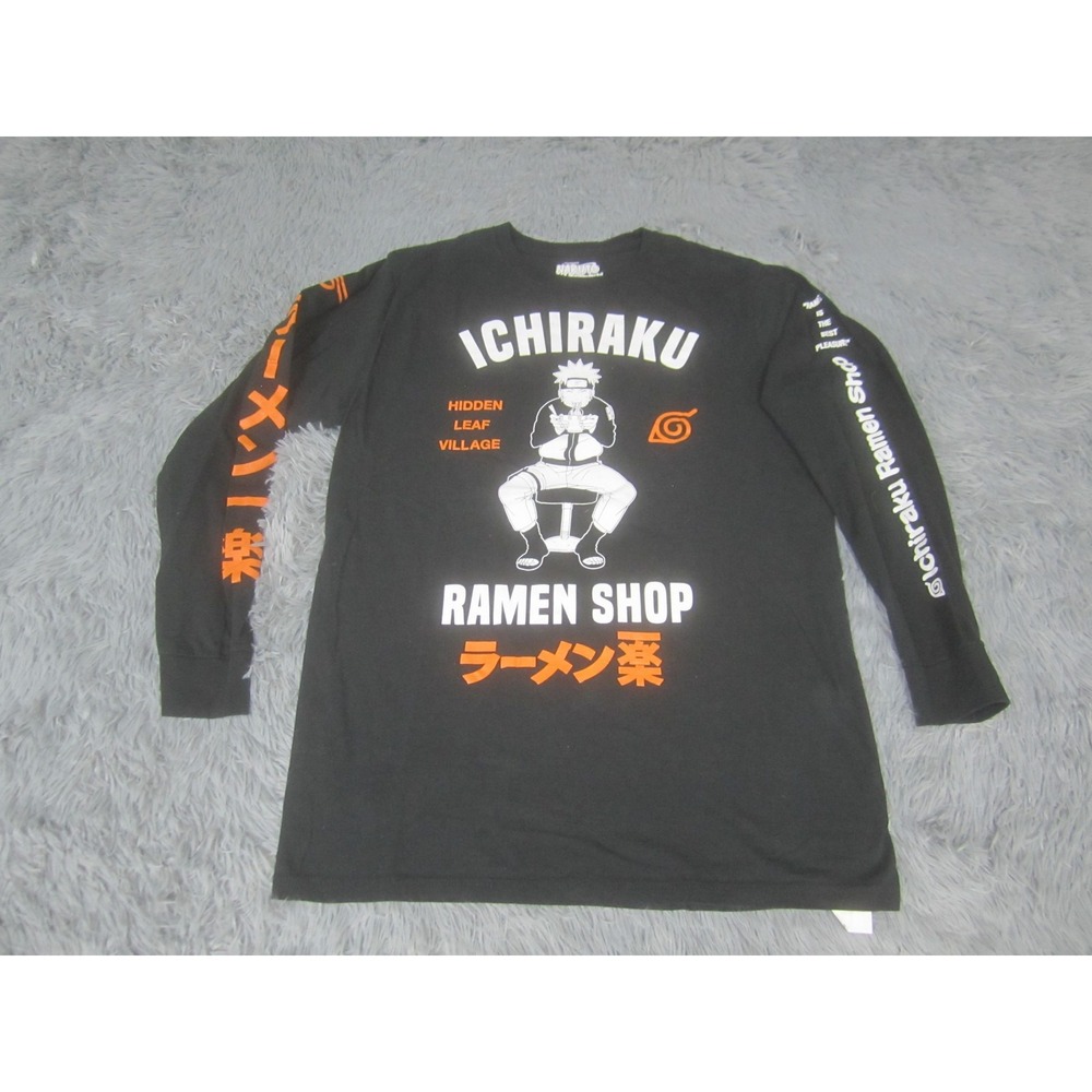 Naruto Shippuden Ichiraku Ramen Shop Shirt Mens Large Black Long Sleeve‎ Anime